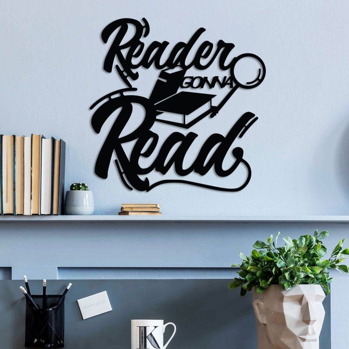 Wallity Reader Gonna Read Escultura de pared de metal Negra